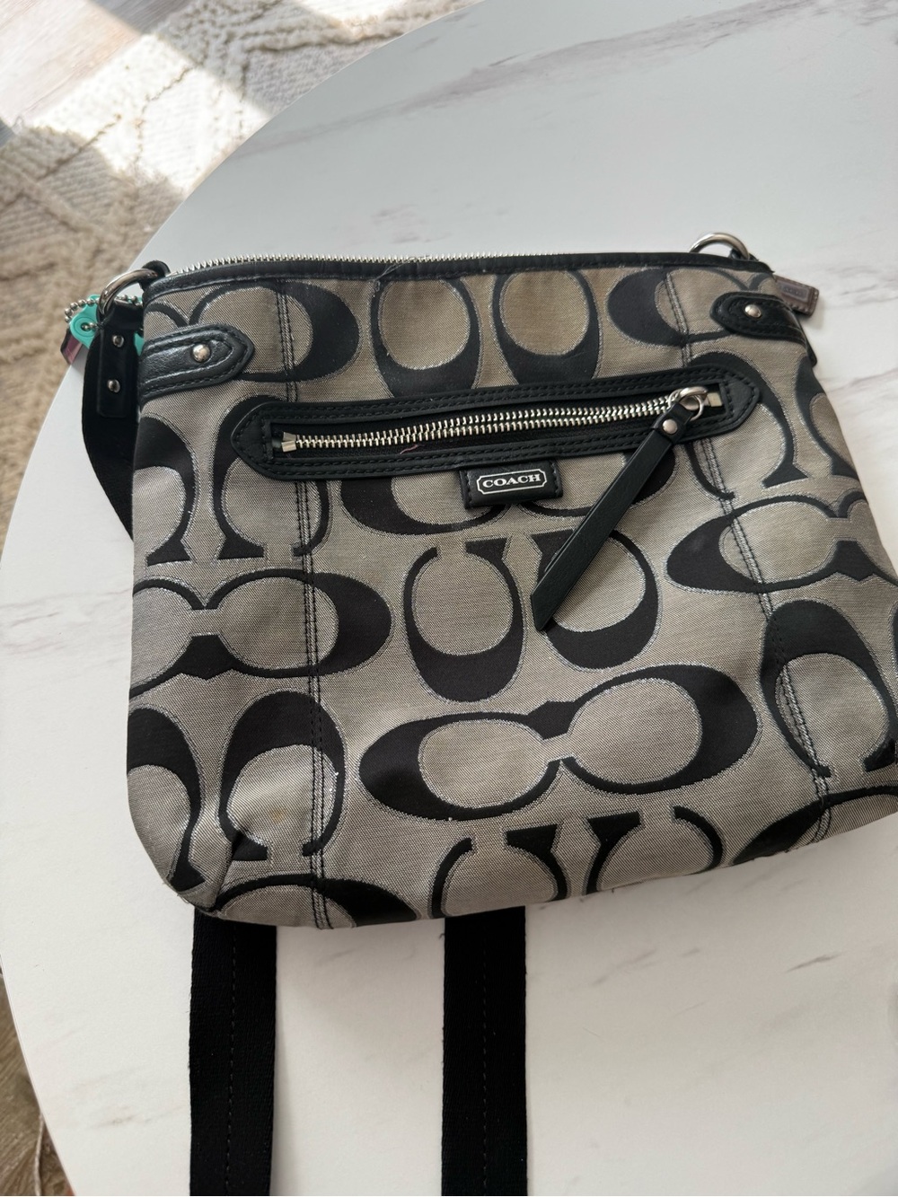 Coach Gray and Black Signature Crossbody Bag